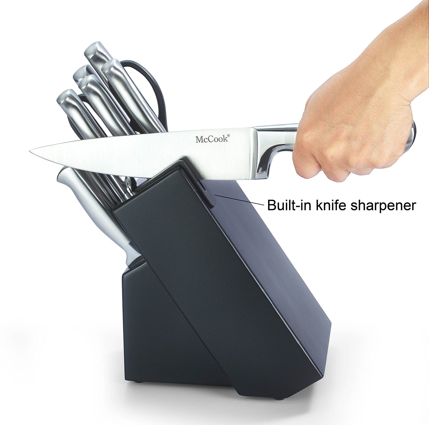 McCook® Knife Sets, German Stainless Steel Knife Block Sets with Built-in Sharpener
