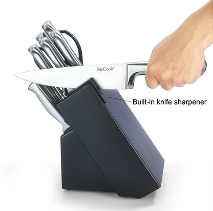McCook® Knife Sets, German Stainless Steel Knife Block Sets with Built-in Sharpener