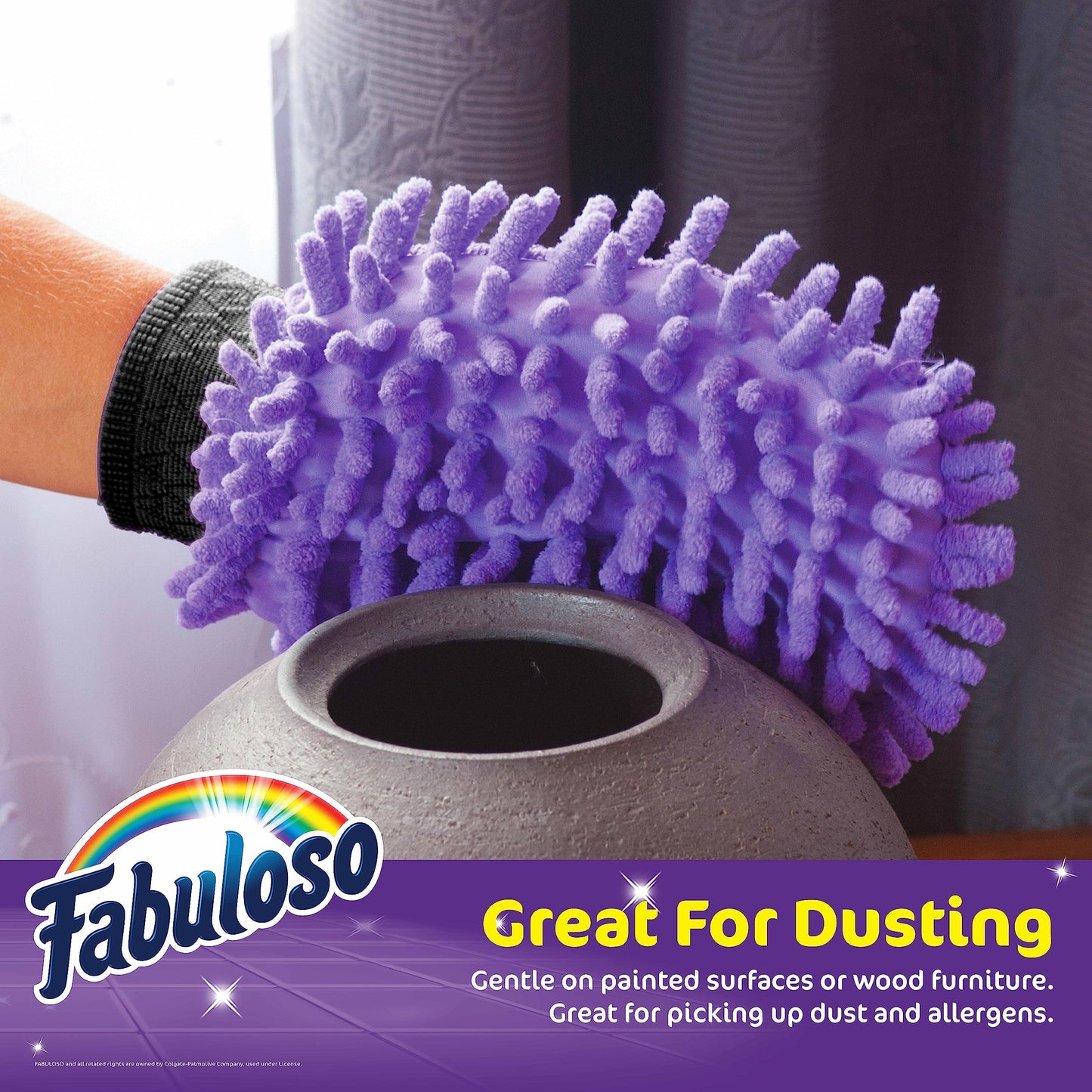 Fabuloso Microfiber Cleaning Mitt, Purple, One Size Fits All - Lint-Free, Scratch-Free Glove for Surfaces and Furniture - Dustless Hand Cloth for Bold & Bright Experience