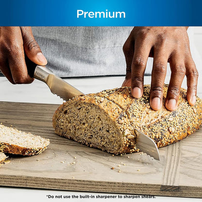 Ninja K52015 Foodi NeverDull 15 Piece Premium Knife System, Wood Series Block, German Stainless Steel, with Built-in Sharpener, Stainless Steel/Walnut