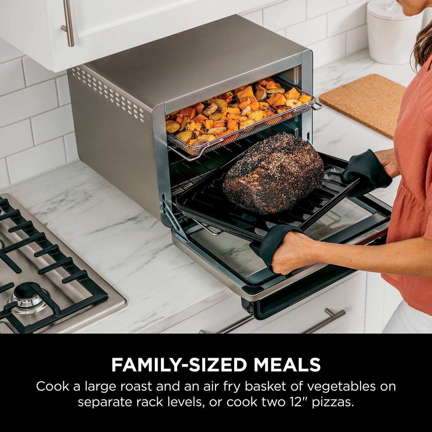 Ninja Air Fryer & Toaster Oven | Foodi Series, XL Pro Air Oven Kitchen Countertop Convection | 10-in-1 Functions | Fits a 5-lb Chicken & Sheet Pan of Vegetables | 1800 Watts | Stainless Steel | DT201