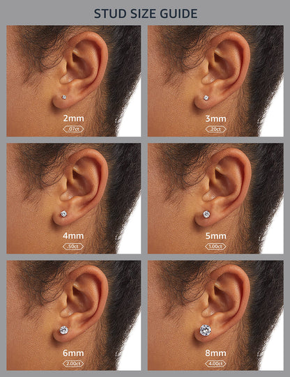 Amazon Essentials Platinum Plated Sterling Silver Round Cut Cubic Zirconia Stud Earrings (6.5mm)