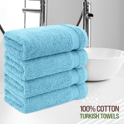 American Veteran Towel, Hand Towels for Bathroom Set of 4, 100% Cotton Turkish Hand Towel Sets Clearance Prime, Soft Hand Face Towels, Sky Blue Hand Towels