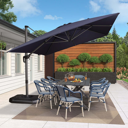 PURPLE LEAF 10' X 13' Patio Umbrella Outdoor Cantilever Rectangle Umbrella Aluminum Offset Umbrella with 360-degree Rotation for Garden Deck Pool Patio, Navy Blue