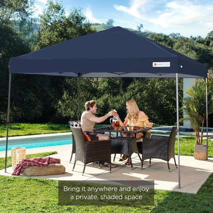 Best Choice Products 10x10ft 1-Person Setup Pop Up Canopy Tent Instant Portable Shelter w/ 1-Button Push, Case, 4 Weight Bags - Blue