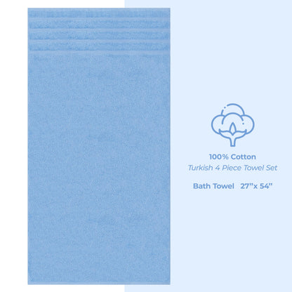American Soft Linen Luxury 4 Piece Bath Towel Set, 600 GSM 100% Cotton Turkish Bath Towels for Bathroom, 27x54 in Large Bathroom Shower Towels, Sky Blue