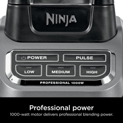 Ninja Professional Blender 1000W, Total Crushing Technology- Smoothies, Ice Crushing & Frozen Fruit, Full-Size Countertop Blender, 72-oz. Pitcher, Black & Grey, BL610