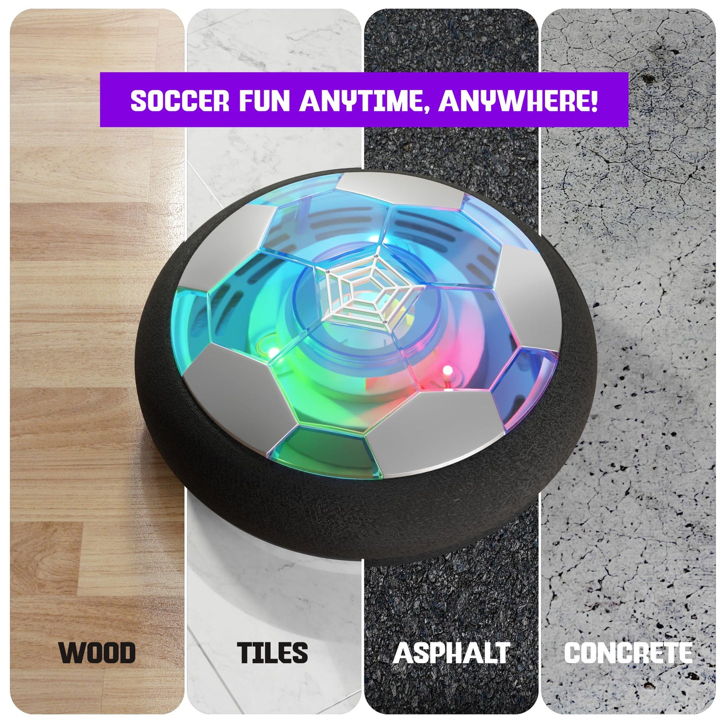Ninja Blast Hover Soccer Light-Up Ball, Indoor Toy Games Gifts for Birthday, Kids, Boys for Age 6, 7, 8, 9, 10, 11, 12 Years Old, Single