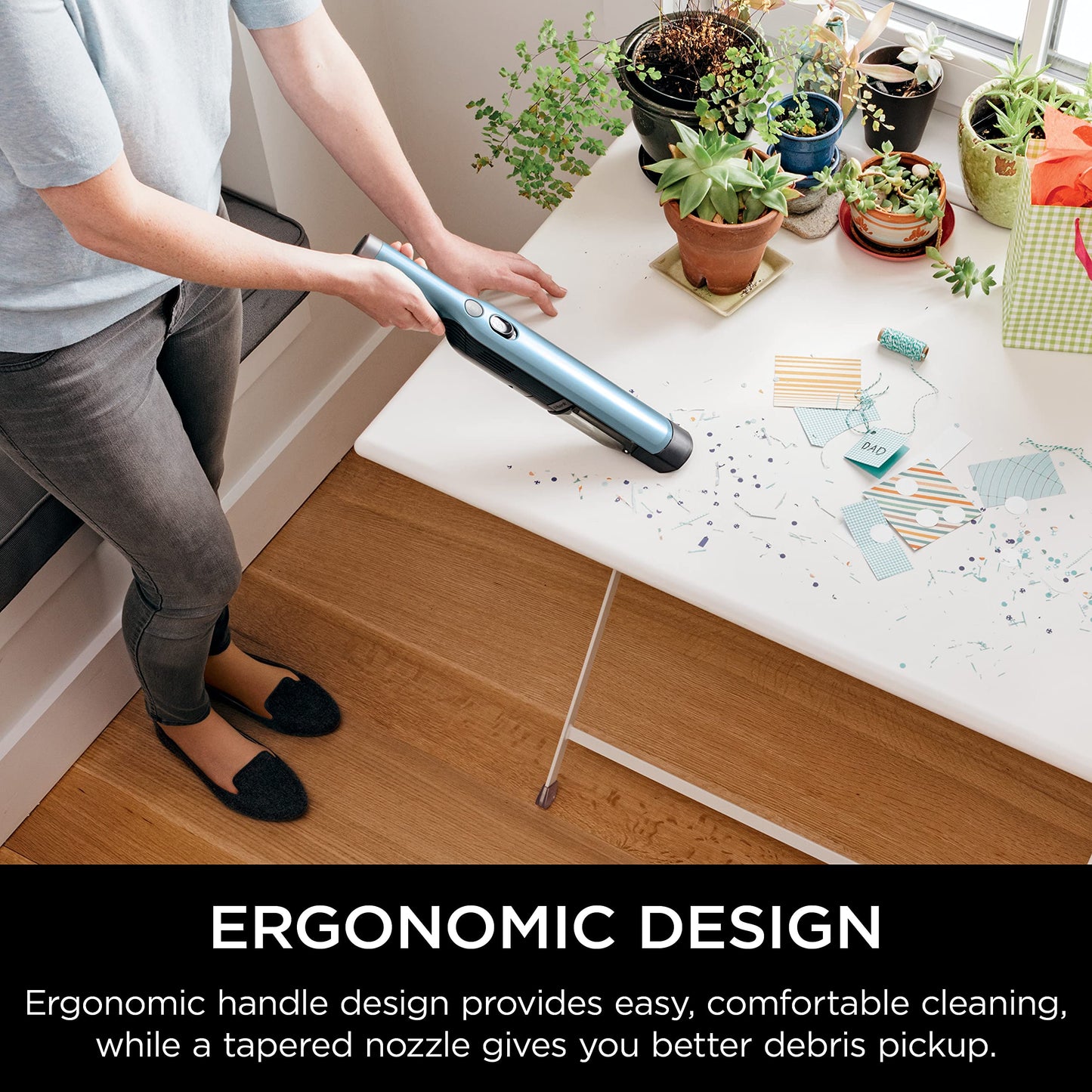 Shark WV201BLBRN WANDVAC Cordless Hand Vac, Lightweight and Portable at 1.4 lbs. with Powerful Suction, Charging Dock, One-Touch Empty for Car & Home, Cove Blue