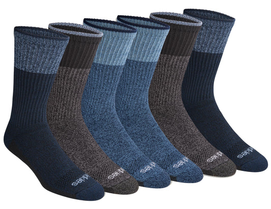 Dickies Men's Dri-Tech Essential Moisture Control Crew Socks, Available in M-XXL (6, 12 Pairs), Blue Marl (6 Pairs), Large