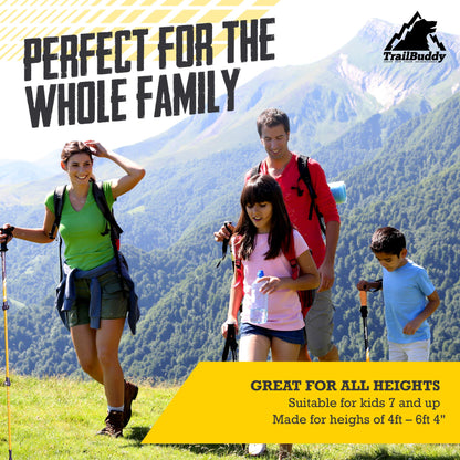 TrailBuddy Trekking Poles – Lightweight 7075 Aluminum Hiking Poles for Women, Men & Seniors – Collapsible Walking Sticks for Travel, Trails & Balance