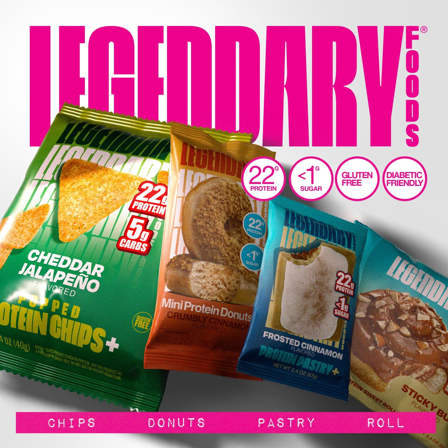 Legendary Foods 22g Protein Pastry+ S'mores Low Carb Meal Replacement Bar - Low Glycemic, Gluten Free Protien Snacks - Healthy Keto Snack Box, 8x Zero Sugar Energy Bars - Bariatric Diabetic Friendly