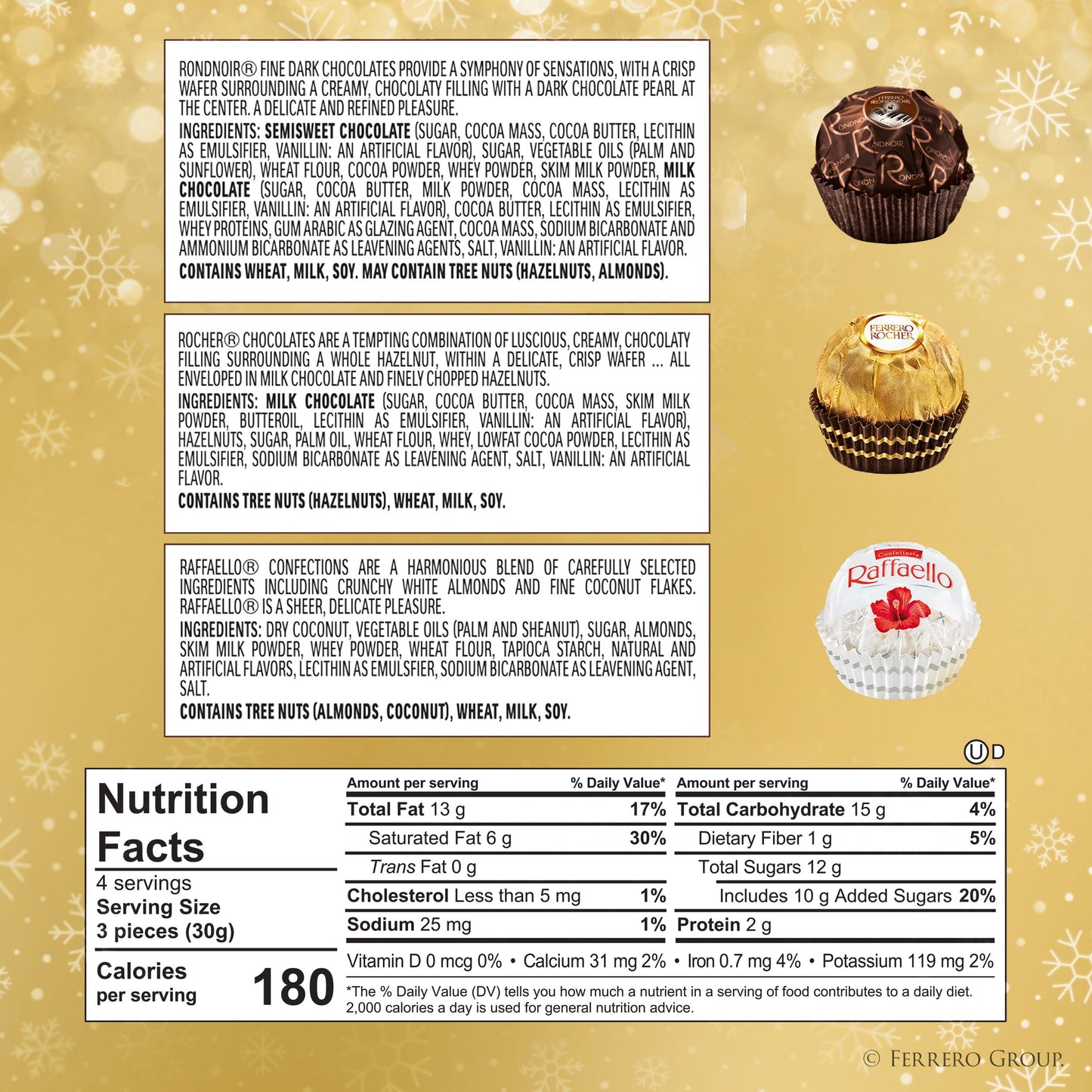 Ferrero Collection, 12 Count, Premium Gourmet Assorted Hazelnut Milk Chocolate, Dark Chocolate and Coconut, 4.6 oz