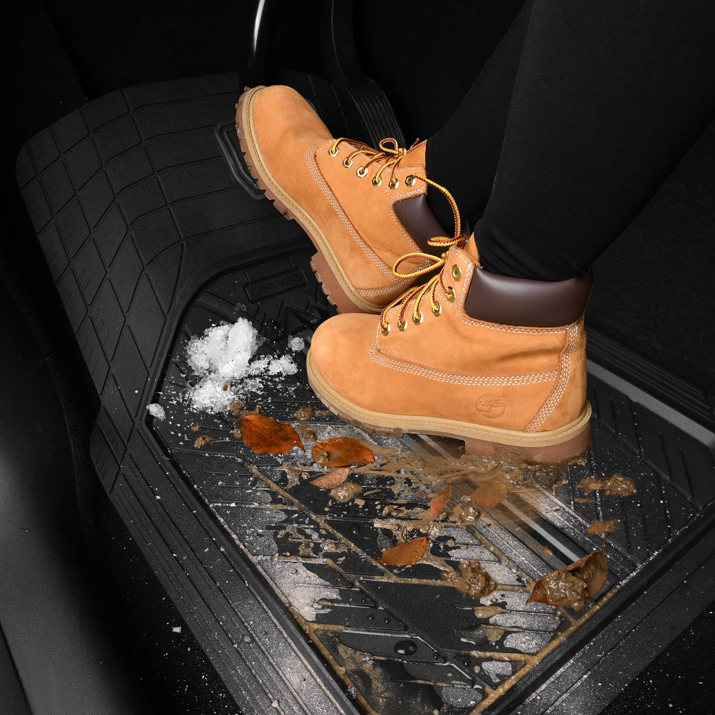 CAR PASS Heavy Rubber Car Floor Mats, Deep Waterproof Car Mats All Weather, Universal Trim-to Fit Automotive Floor Mats for Car SUV Truck Van, Durable Floor Liners Solid Black