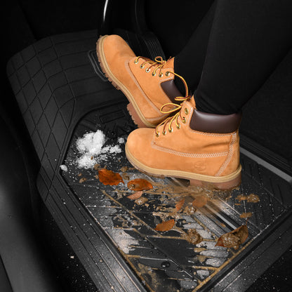 CAR PASS Heavy Rubber Car Floor Mats, Deep Waterproof Car Mats All Weather, Universal Trim-to Fit Automotive Floor Mats for Car SUV Truck Van, Durable Floor Liners Solid Black