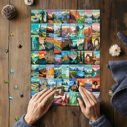 National Parks Puzzle for Adults 1000 Pieces, Travel Poster Landscape Puzzle Including Zion Yellowstone Yosemite, Nature Jigsaw Puzzles Scenery Mountain Scene