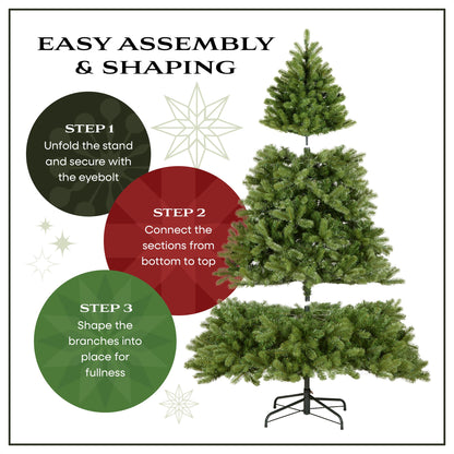 National Tree Company 7.5 ft Pre-Lit Carolina Pine Artificial Christmas Tree, 750 Clear Lights, 1,399 Tips, Includes Stand, Green