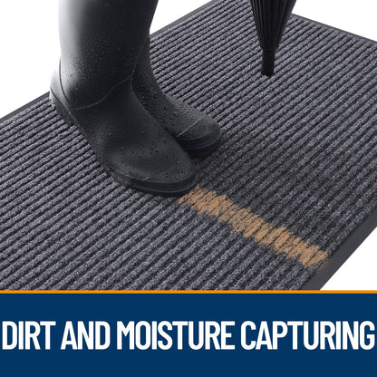 OLANLY Front Door Mat Indoor Outdoor Entrance, Waterproof Heavy Duty Doormat, Fade Resistant, Low Profile, Easy Clean Patio Porch Welcome Floor Mats for Entry, 29.5x17, Grey