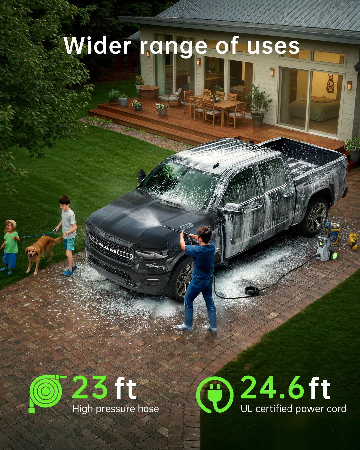 Pressure Washer, Power Washer with Foam Cannon High Pressure Washer for Cars, Fences, Patios, Decks, Patios and Driveway Powerwasher