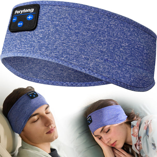 Perytong Sleeping Headphones Bluetooth Headband, Headband Headphones with Ultra-Thin Speakers, Wireless Headphones Headband for Side Sleepers, Running, Insomniac, Travel, Meditation, DarkBlue