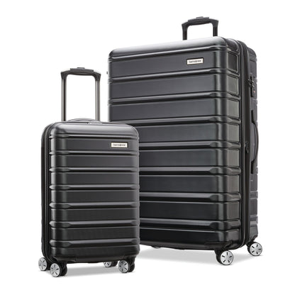 Samsonite Omni 2-2 Piece 19/28 Hardside Luggage with 360° Spinner Wheels - Scratch Resistant Hardshell - TSA, Airline-Approved - Expandable Polycarbonate Lightweight - Midnight Black