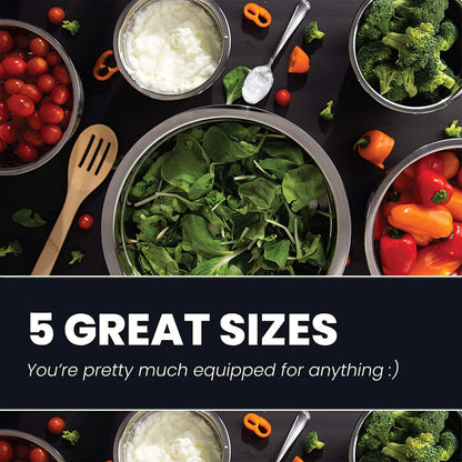 WHYSKO Stainless Steel Mixing Bowl Set, 10 Piece Stainless Steel Mixing Bowls with Lids Set for Food Prep Storage and Serving, Dishwasher Safe Microwave Safe for Kitchen Baking Cooking, Light Blue