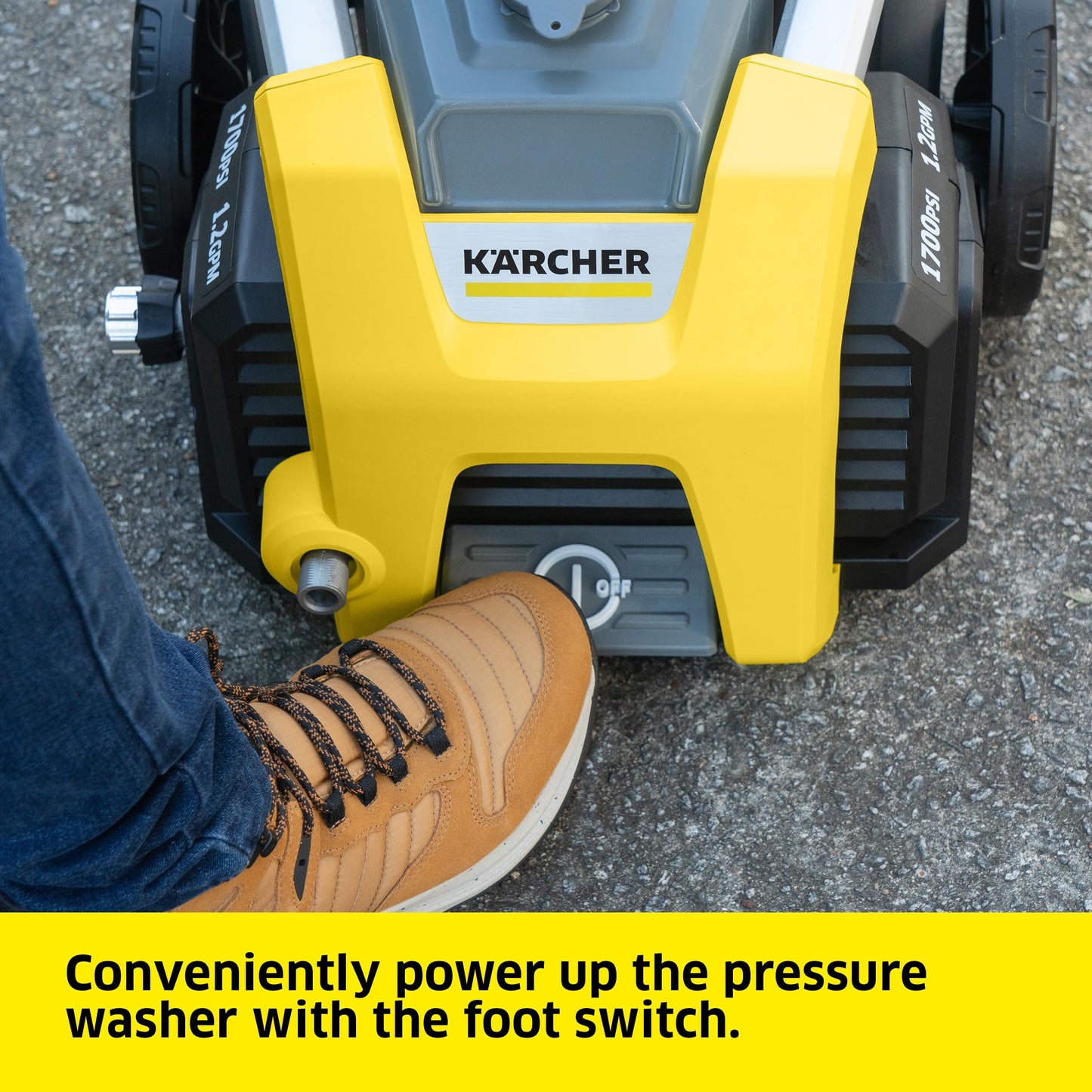 Karcher Pressure Washer K1700, Max 2125 PSI, 3 Spray Nozzles, Detergent Tank, For Cars, Driveways, Siding, Patios, 1.46 max. GPM