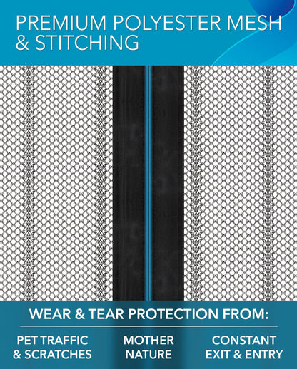 The Original Flux Phenom Magnetic Screen Door 38"x82" – Easy Install, Strong Magnet Strength, Self-Sealing Mesh, Pet Tested, Hands-Free Entry, Door Screen Magnetic Closure, Keeps Bugs Out