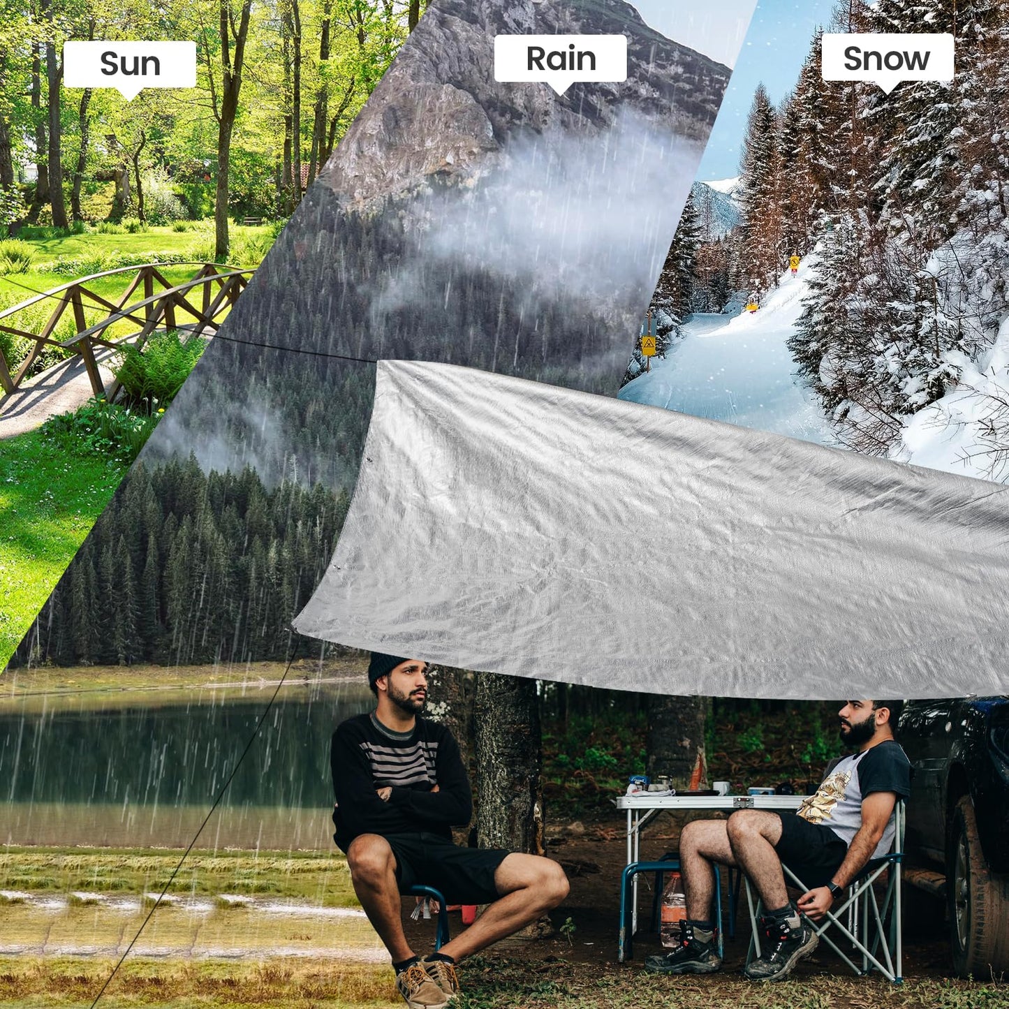 TICONN Heavy Duty Tarp Cover, Extra Thick Tarps Waterproof Tear and Rip Proof UV Resistant Tarpaulin with Reinforced Grommets and Edges (5.5 Mil, 10'x12')