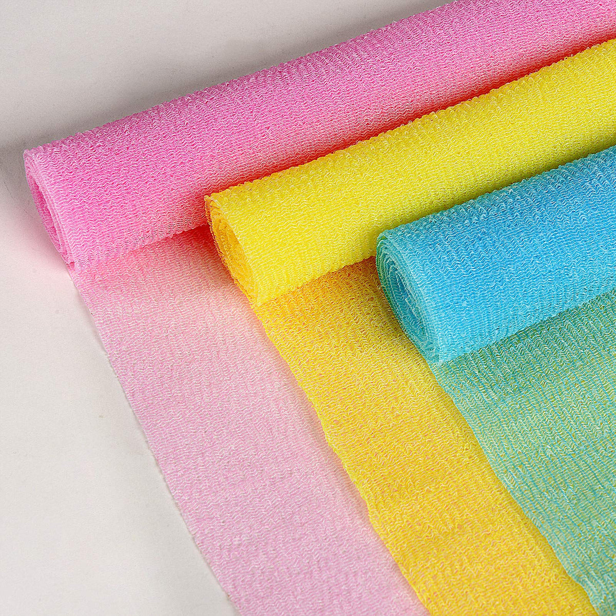 ARCH&M Exfoliating Washcloth Body Scrubber Back Scrubber for Shower Japanese Beauty Washcloth Bath Wash Cloth Korean Exfoliation Luffah Towel Net Sponge Loofah Body Scrub 3 Pack