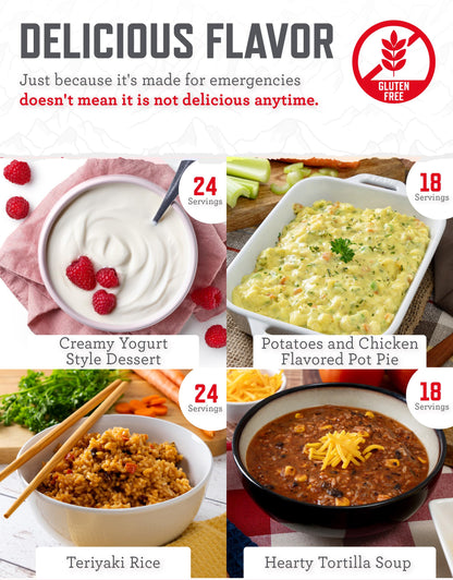 READYWISE - Gluten Free Bucket, 84 Servings, Emergency, MRE Meal Food Supply, Premade, Freeze Dried Survival Food for Hiking, Adventure & Camping Essentials, Individually Packaged, 25 Year Shelf Life