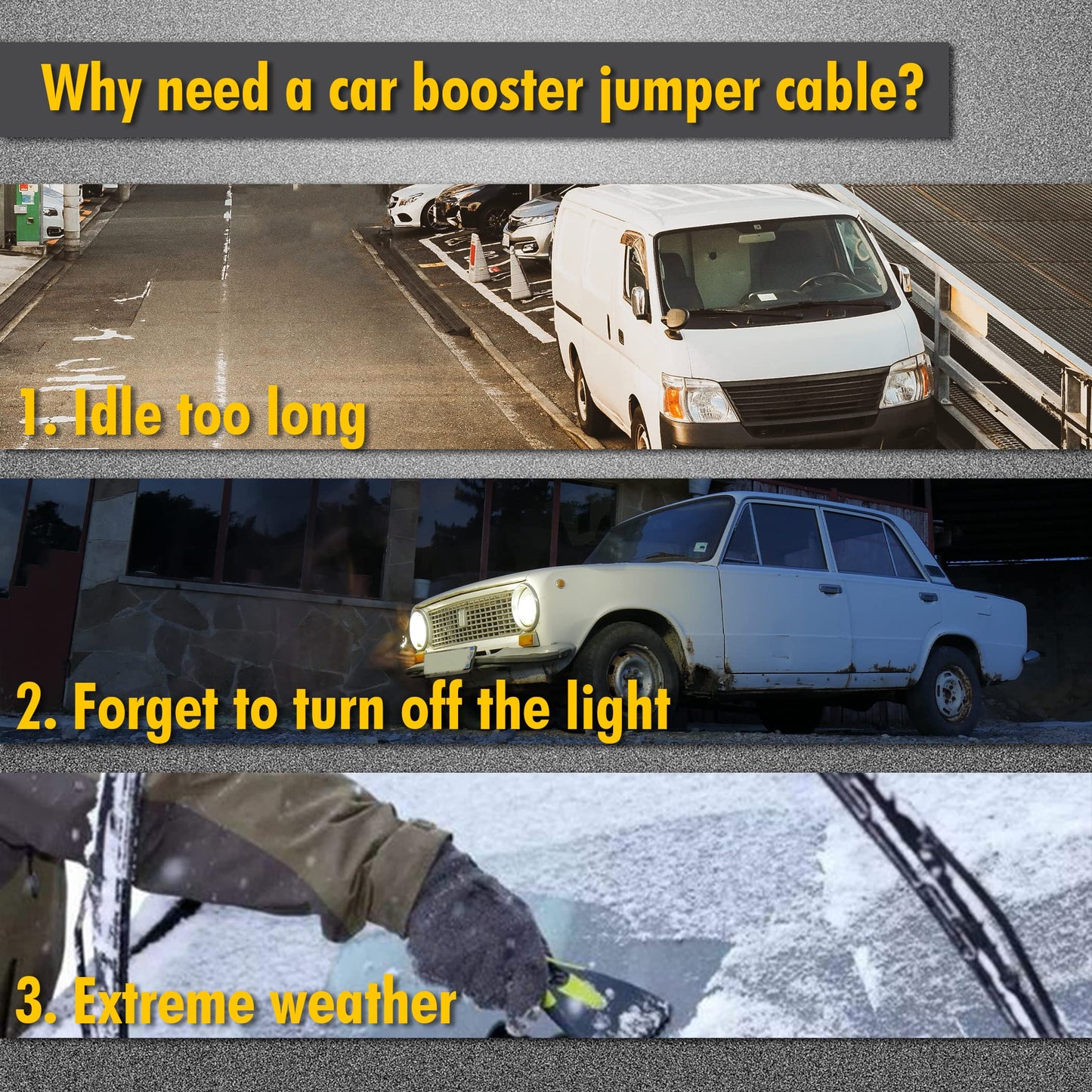 Cartman 8 Gauge 12 Feet Jumper Cable Heavy Duty Booster Cables with Carry Bag