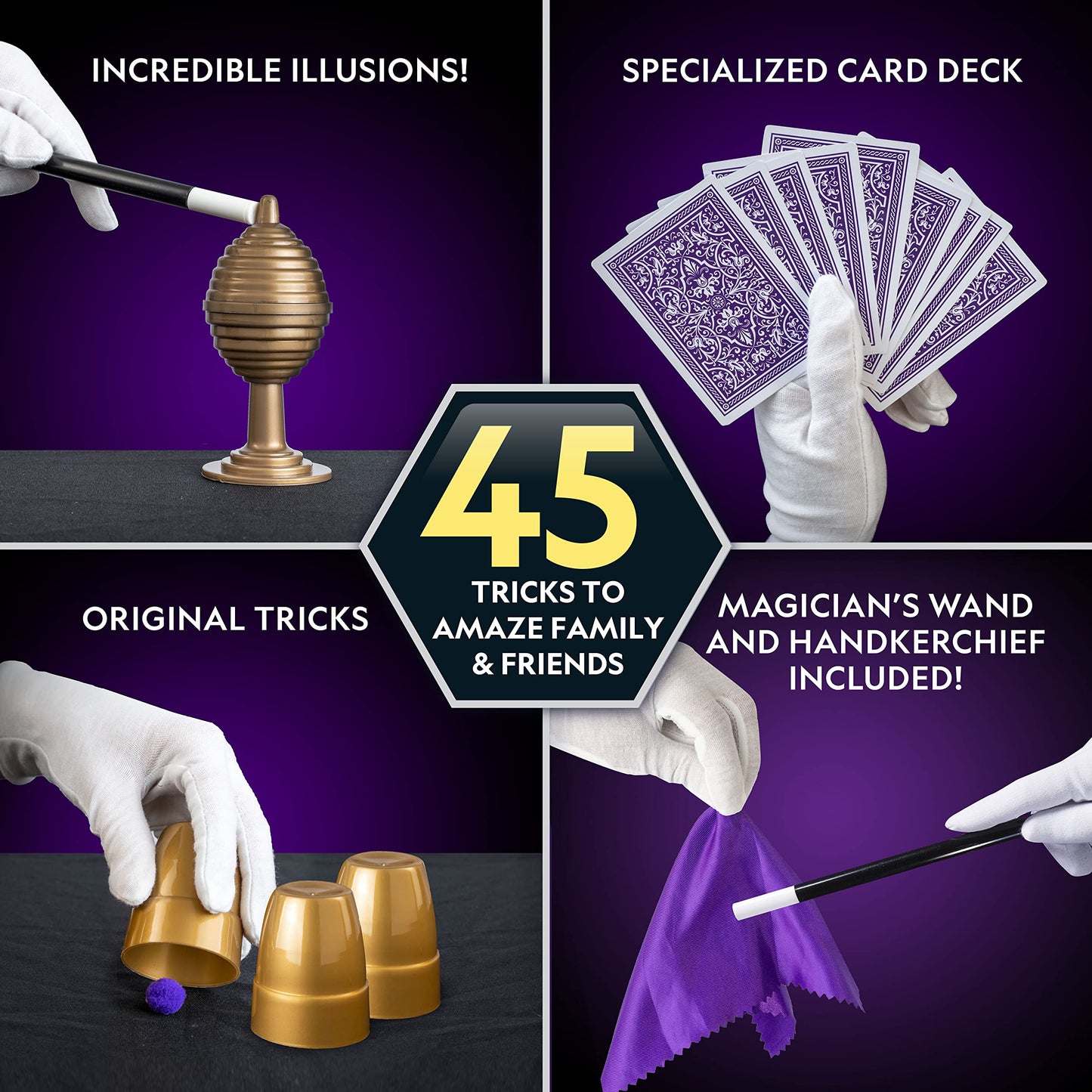 National Geographic Kids Magic Set - 45 Magic Tricks for Kids to Perform with Step-by-Step Video Instructions for Each Trick Provided by a Professional Magician, Toys for Boys and Girls