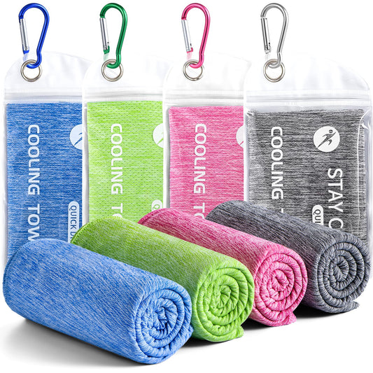 Premillow Cooling Towels - 4 Pack Cooling Towel(40"x12"), Cooling Towels for Neck and Face, Microfiber Soft Breathable Cooling Towel for Hot Weather