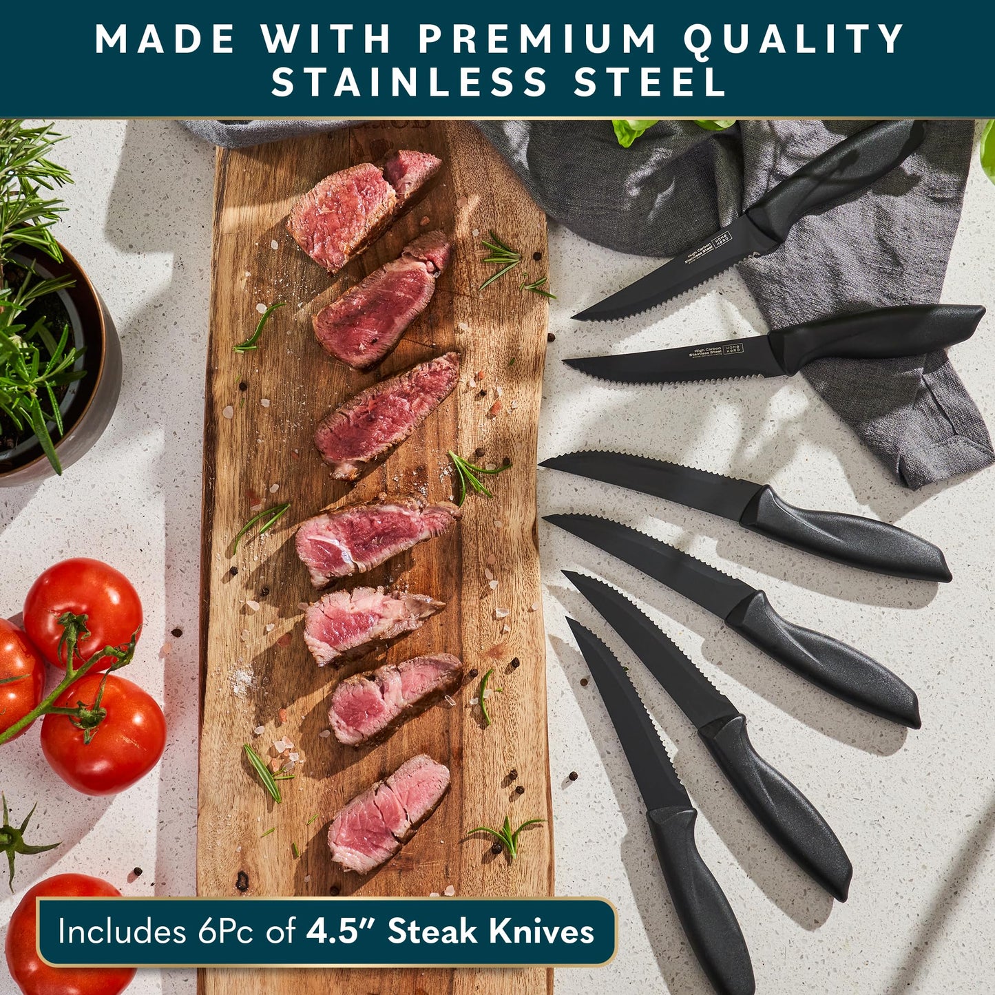 Home Hero Kitchen Knife Set with Sharpener - High Carbon Stainless Steel Knife Block Set with Ergonomic Handles (20 Pcs - Acrylic Black)
