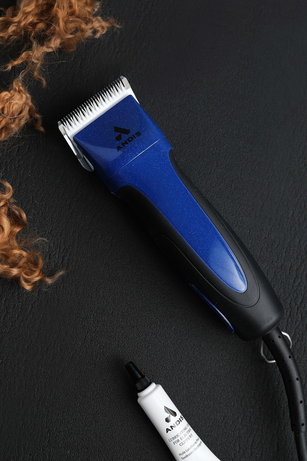 Andis 68520 Excel Professional 5-Speed Detachable Blade Clipper Kit - Animal/Dog Grooming, Rotary Motor, Soft-Grip Anti-Slip Housing, 14-Inch Cord, for All Coats & Breeds, SMC, Blue