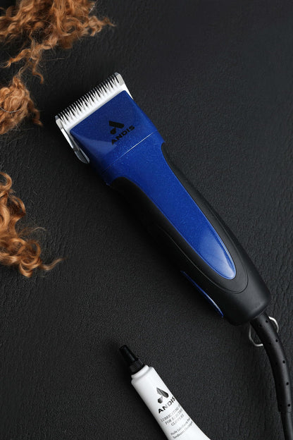Andis 68520 Excel Professional 5-Speed Detachable Blade Clipper Kit - Animal/Dog Grooming, Rotary Motor, Soft-Grip Anti-Slip Housing, 14-Inch Cord, for All Coats & Breeds, SMC, Blue