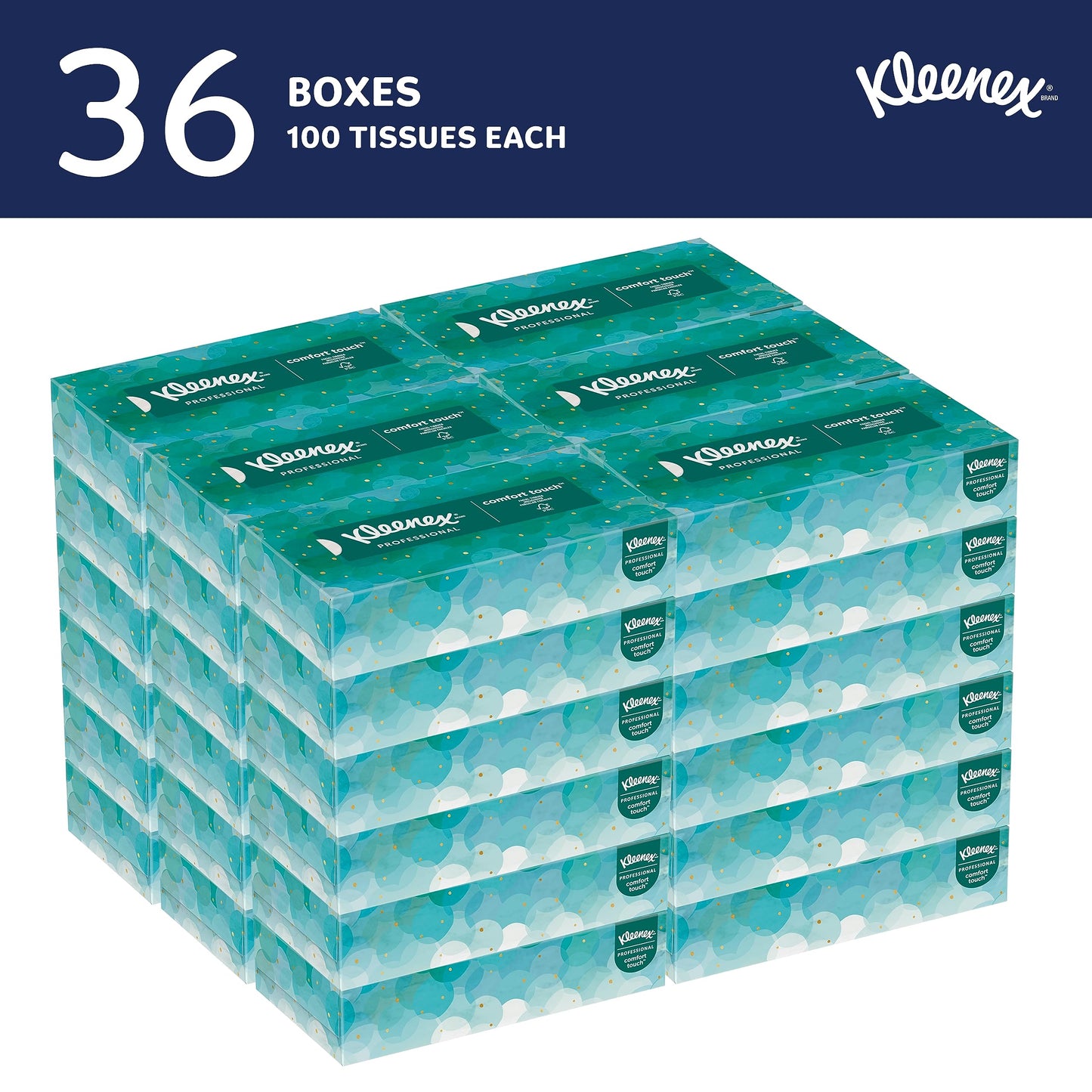 Kleenex Professional Facial Tissue, Bulk (21400), 2-Ply, White, Flat Boxed Format, Designed for Business (100 Tissues/Box, 36 Boxes, 3,600 Sheets/Case)
