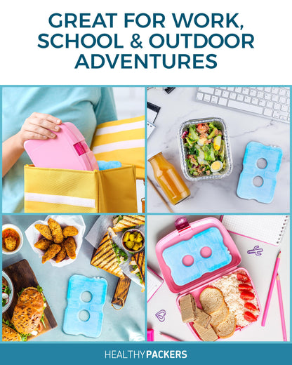 Healthy Packers Ice Packs for Lunch Boxes & Coolers - Freezer Packs - Original Cool Pack | Cooler Accessories for Beach, Camping & Fishing | Slim & Long-Lasting Reusable Ice Pack for Cooler (Set of 4)