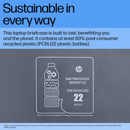 HP Everyday 16-inch Laptop Briefcase, Water Resistant, Comfort Design, Trolley Strap, FSC-Certified Packaging, Removable and Adjustable Strap, Key FOB, 3-Year Warranty, Odyssey Gray