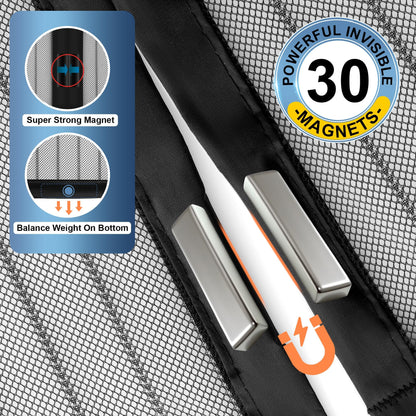 METAONLY Magnetic Screen Door Mesh 38" x 82" - Fits 36" x 80" Door Size, Works for Patio, Sliding Door, Keeps Bug Mosquito Out, Fresh Air Flow, Black