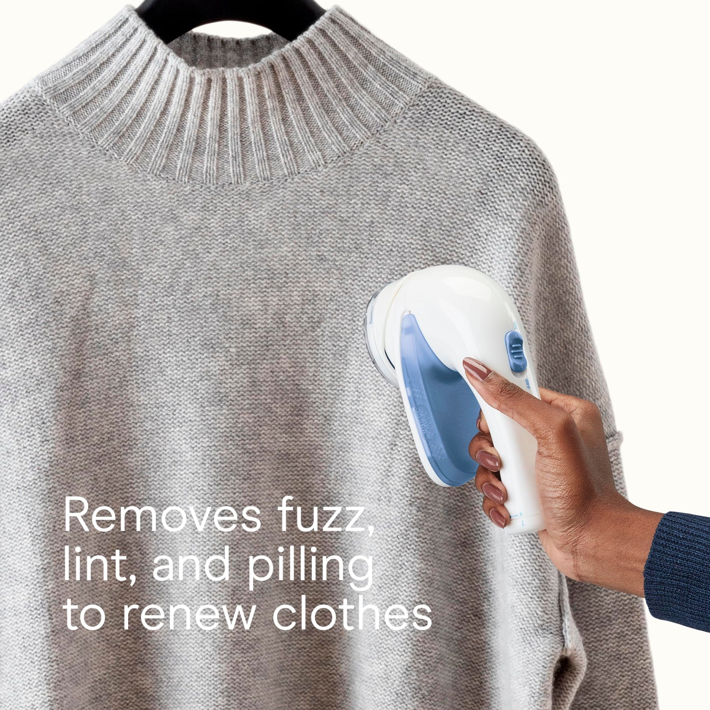 Conair Fabric Shaver and Lint Remover, Battery-Operated Portable Clothes Shaver with 3 Settings, Fuzz Remover for Sweaters, Clothing and Furniture, Large 2-Inch Shaving Head, White