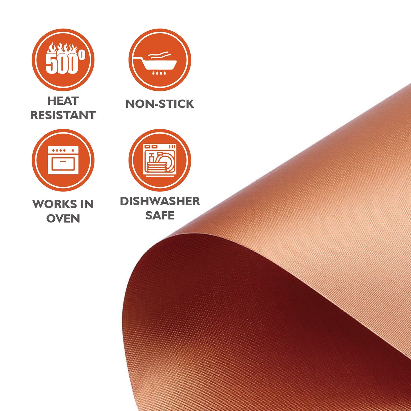 BINGO Copper Grill Mats Non Stick for Gas Grill Charcoal Grill Cooking, Heavy Duty Reusable Dishwasher Safe Easy to Clean PFOA Free For Outdoor Grilling BBQ tool Fireproof Baking,15.75inch, 6 Pack