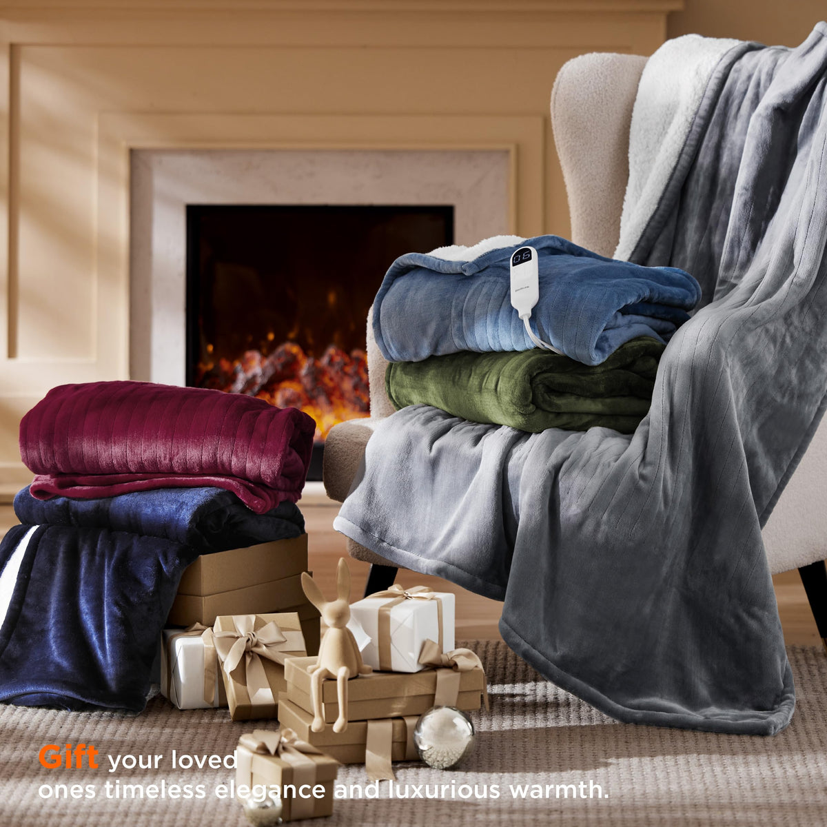 Bedsure Heated Blanket Throw Blanket - Fast Heating Electric Blanket, GentleSoft Flannel Heated Throw with 4 Time Settings, 6 Heating Settings, Warm Gifts for Grandma (50x60 inches, Grey)
