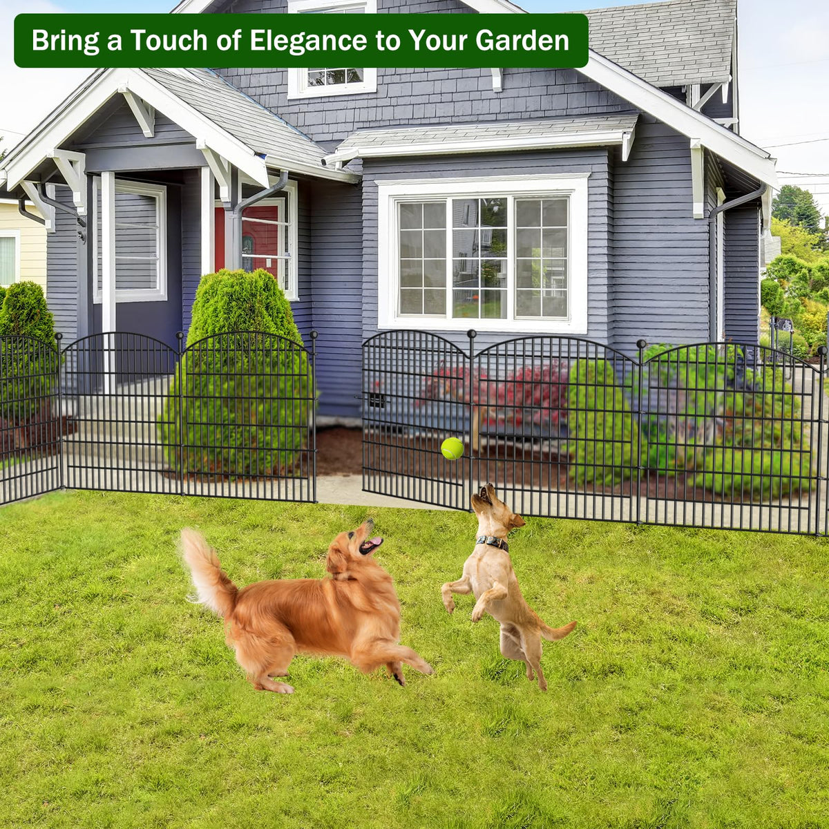 15 Panels Decorative Garden Fence with Gate - 32 in (H) x 35.4 ft (L) No Dig Dog Fence Outdoor for Yard, Rustproof Tall Garden Fencecing Panels, Animal Barrier Suitable for Yard Border, Patio