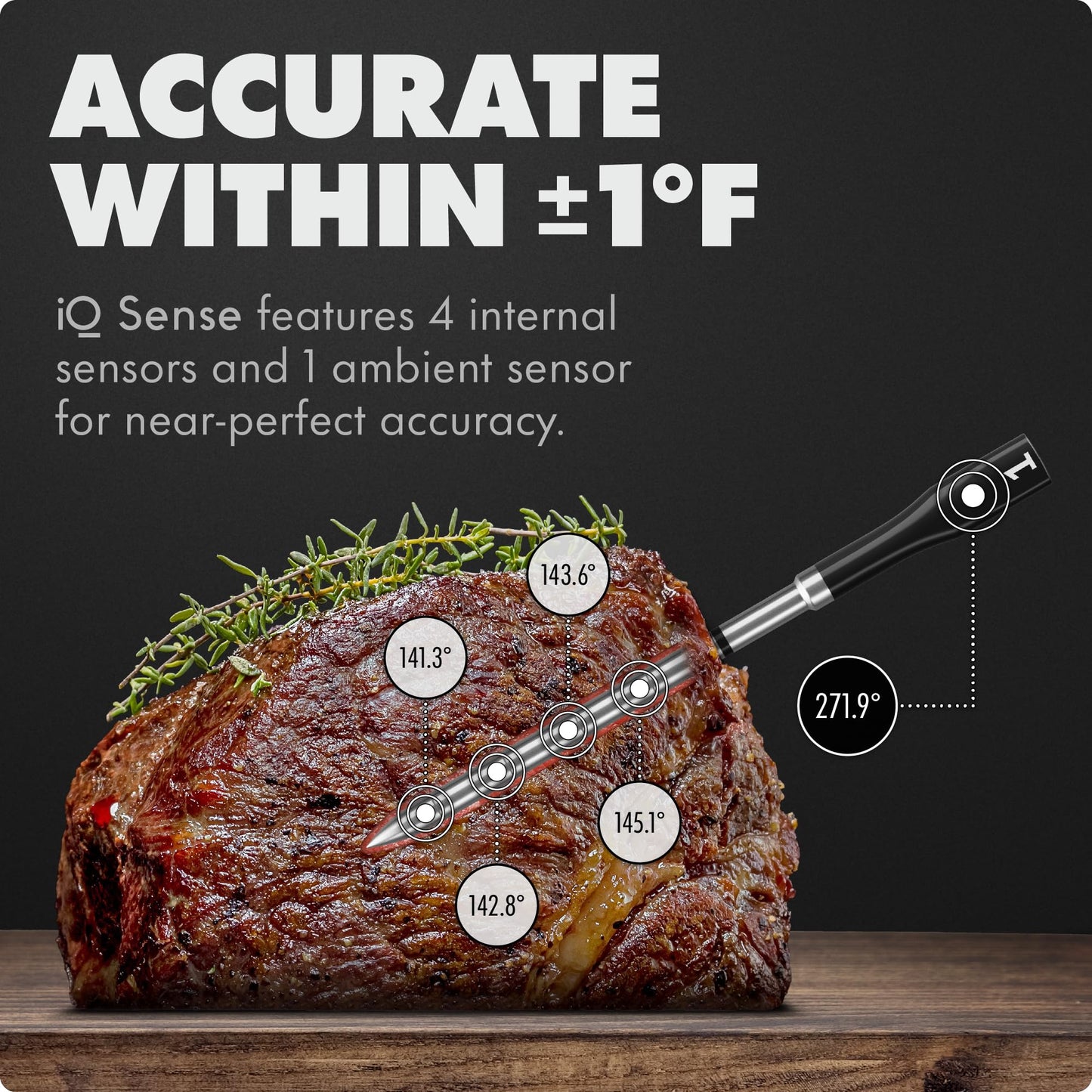 CHEF iQ Sense [2025 Model] | Smart Wireless Meat Thermometer | Ultra-Thin Probe | WiFi Unlimited Range | 1000°F Heat Safe | 5 Sensors | BBQ, Grill, Oven, Smoker, Air Fryer | Gen3