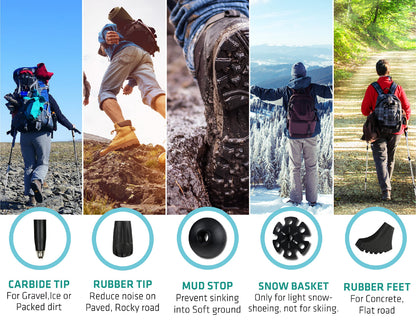TREKOLOGY Trek-Z Cork Grip Trekking Poles – Lightweight Folding Hiking Poles, Adjustable Height, Compact Travel Design, Aircraft-Grade Aluminum Walking Sticks for Men & Women
