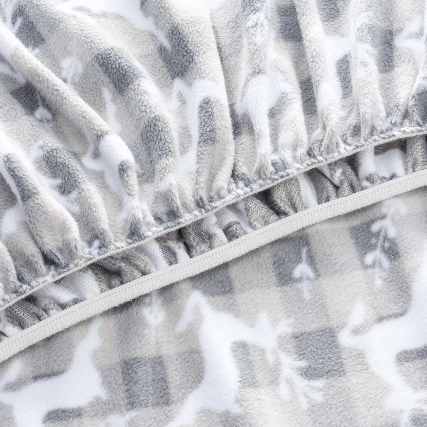 Berkshire Blanket Ultra-Soft Printed Microfleece Knit Sheet Set – 3-Piece Twin Set – Lightweight, Breathable, All-Season Comfort, Folk Buffalo Check Reindeer Grey