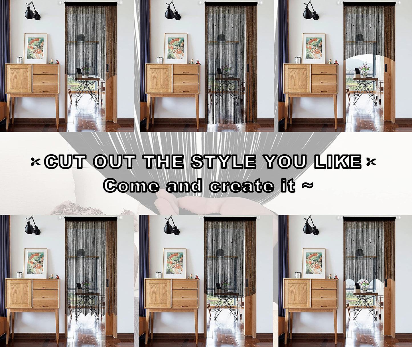 YIIBAII Beaded Curtain Beaded Curtains for Doorways Crystals Suitable for Interior Hanging Decoration and Partitions Closet Curtains (39"x79", Black)