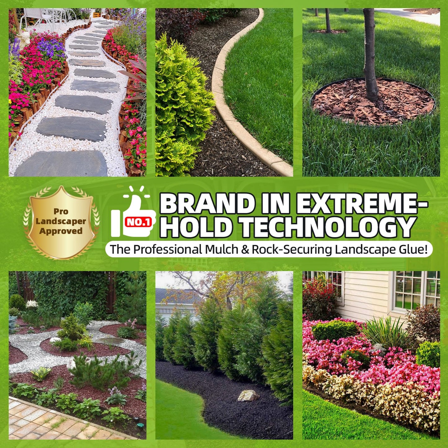 Mulch Glue 1.3 Gallon, Ultra-Stick Rock Glue for Landscaping, Gravel Binder Non-Toxic Rubber Mulch Lock Adhesive, Heavy Rain & Windproof for Gardens, Pea Gravel Stabilizer, Lasts up to 2 Year